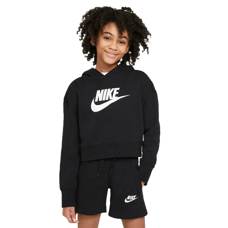 Nike Sportswear Club French Terry Cropped Hoodie - Girls' - Image 4